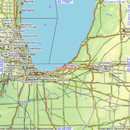 Topographic map of Long Beach