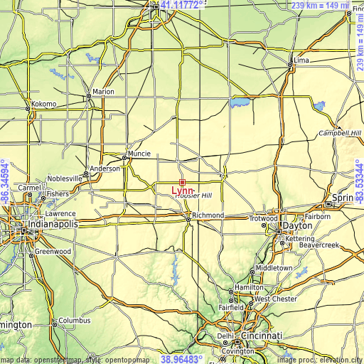 Topographic map of Lynn