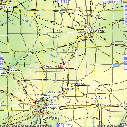 Topographic map of Marion