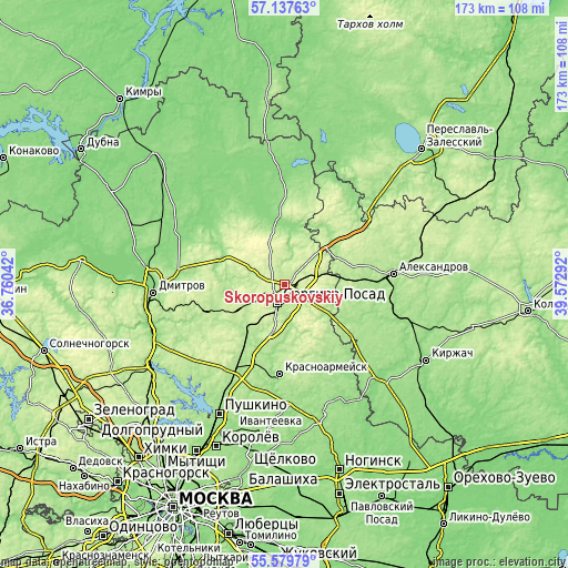 Topographic map of Skoropuskovskiy