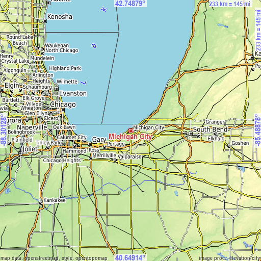 Topographic map of Michigan City