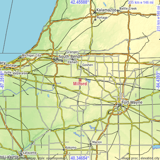 Topographic map of Milford