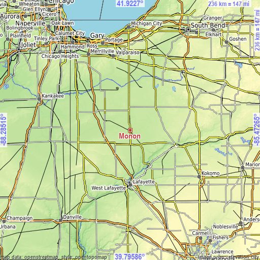 Topographic map of Monon