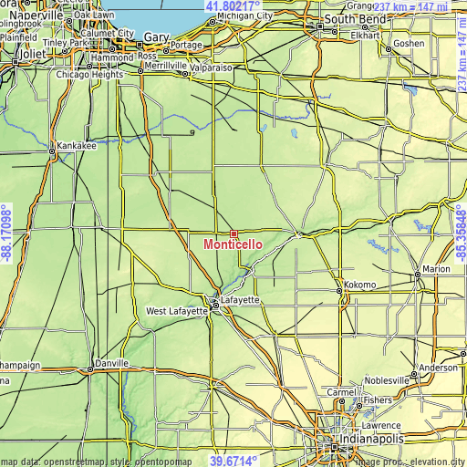 Topographic map of Monticello