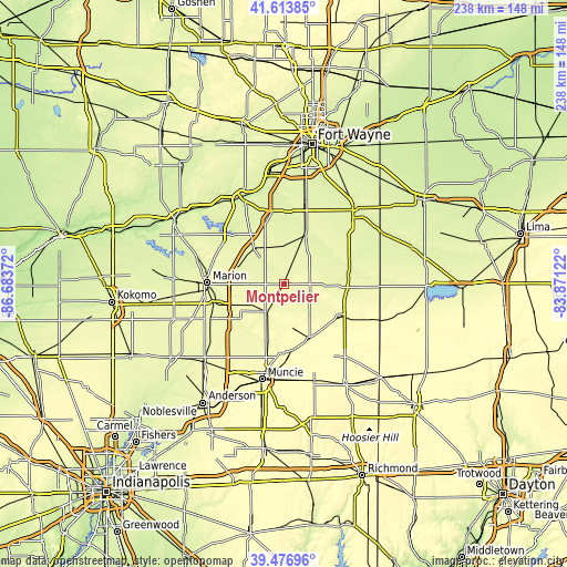 Topographic map of Montpelier