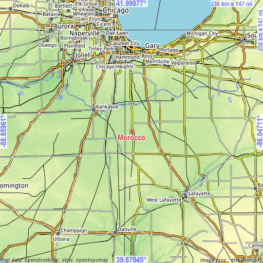 Topographic map of Morocco