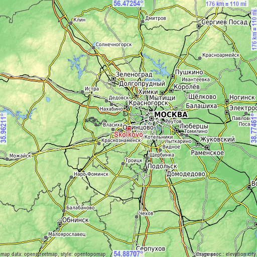 Topographic map of Skolkovo