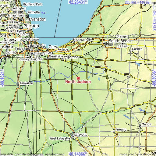 Topographic map of North Judson