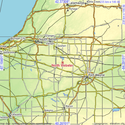 Topographic map of North Webster