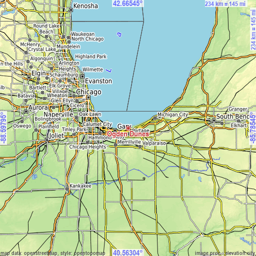 Topographic map of Ogden Dunes