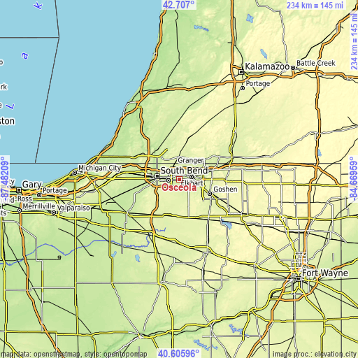 Topographic map of Osceola