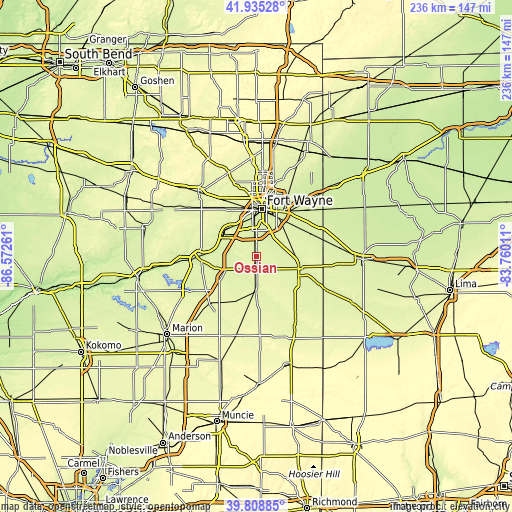 Topographic map of Ossian