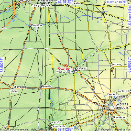 Topographic map of Otterbein