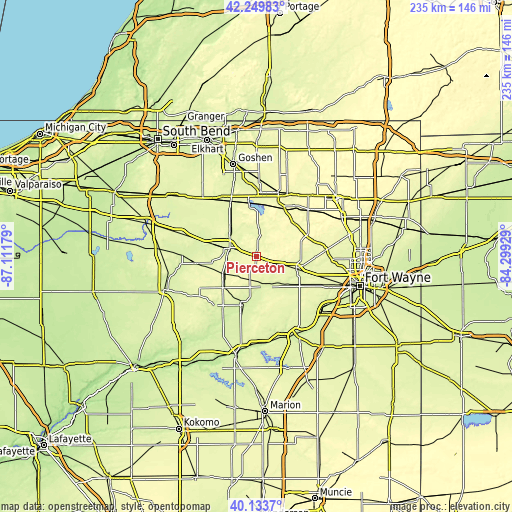 Topographic map of Pierceton