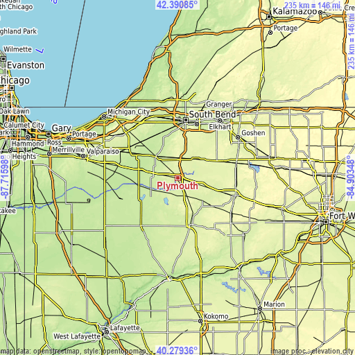 Topographic map of Plymouth