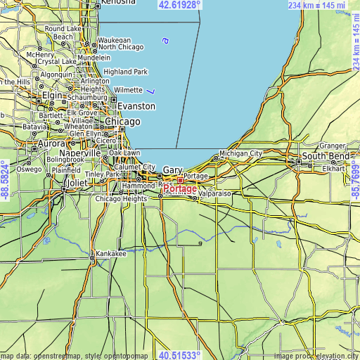 Topographic map of Portage