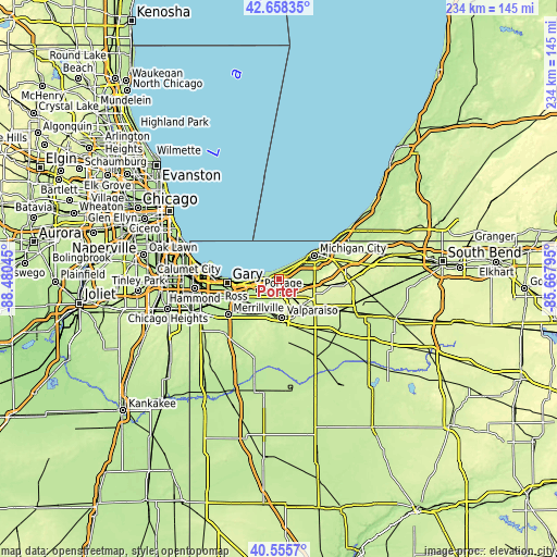 Topographic map of Porter