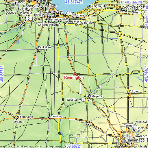 Topographic map of Remington