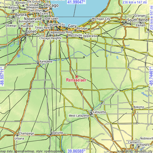 Topographic map of Rensselaer