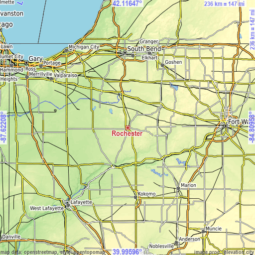 Topographic map of Rochester