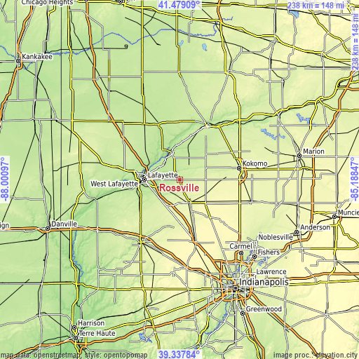 Topographic map of Rossville