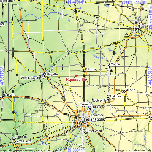 Topographic map of Russiaville