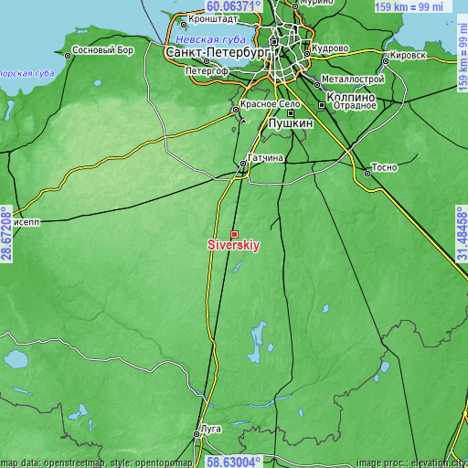 Topographic map of Siverskiy