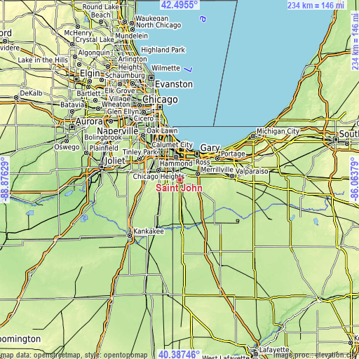 Topographic map of Saint John