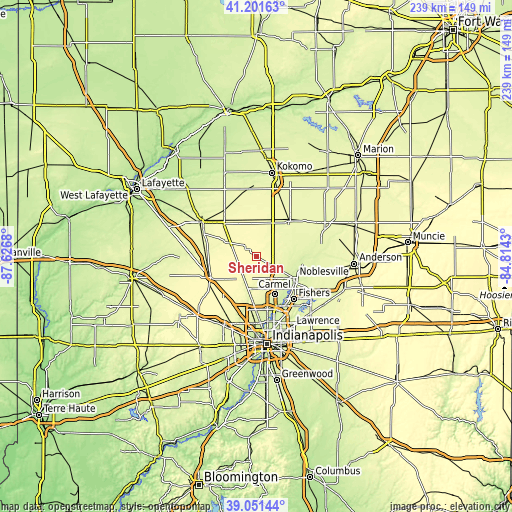 Topographic map of Sheridan
