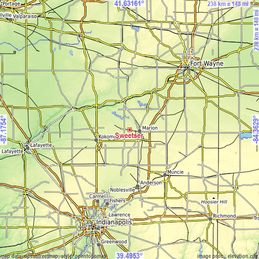 Topographic map of Sweetser