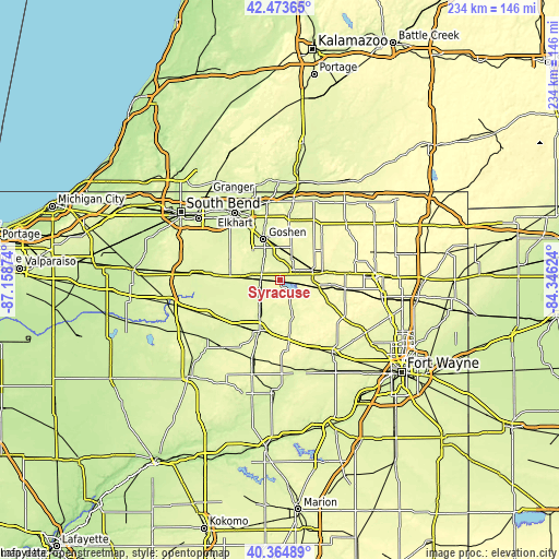 Topographic map of Syracuse