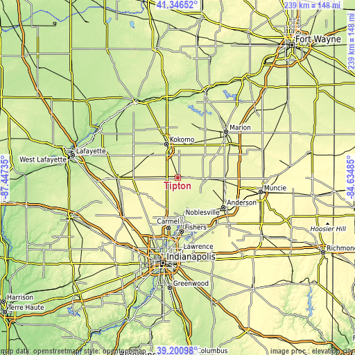 Topographic map of Tipton