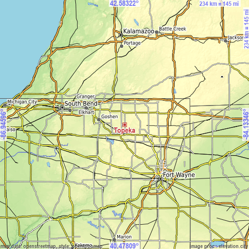 Topographic map of Topeka