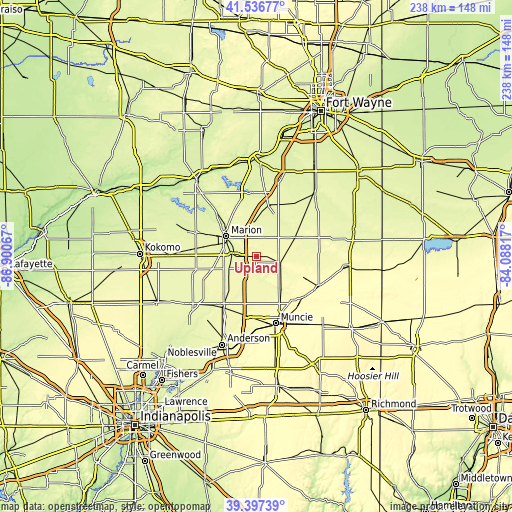 Topographic map of Upland