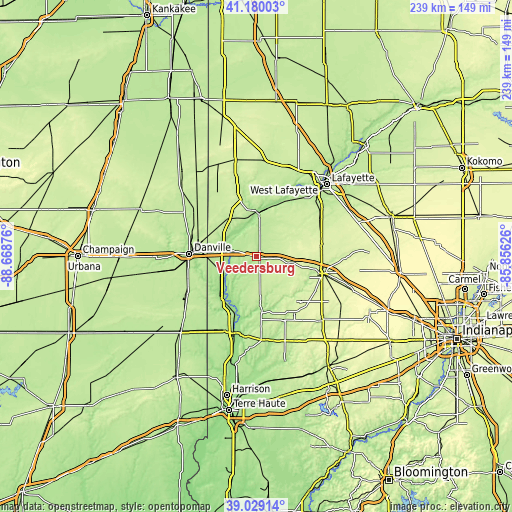 Topographic map of Veedersburg