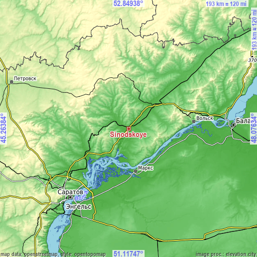 Topographic map of Sinodskoye