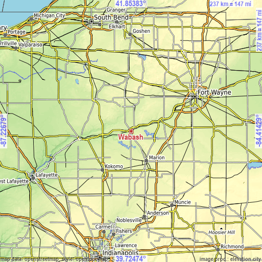 Topographic map of Wabash