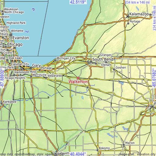 Topographic map of Walkerton