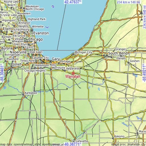 Topographic map of Wanatah