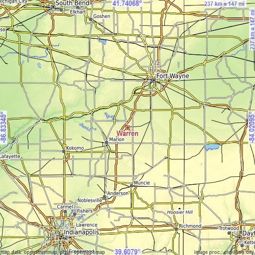 Topographic map of Warren