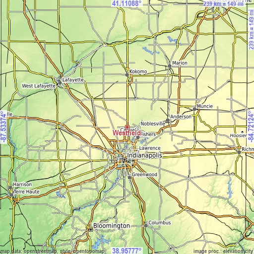 Topographic map of Westfield