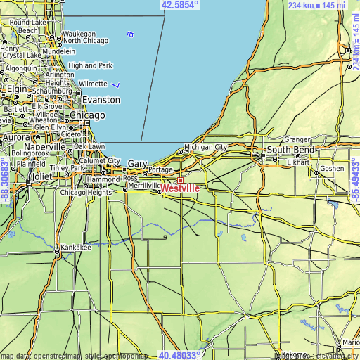 Topographic map of Westville