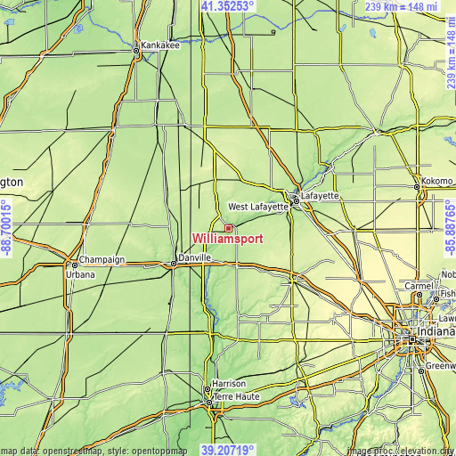 Topographic map of Williamsport