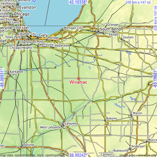 Topographic map of Winamac