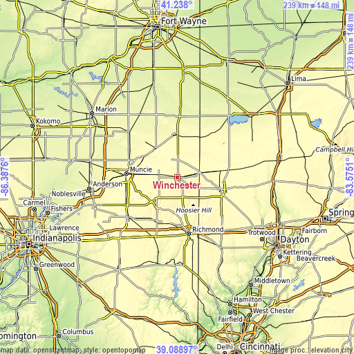 Topographic map of Winchester