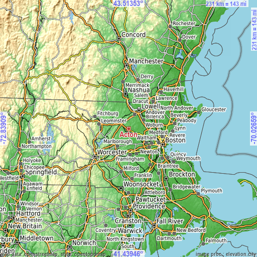 Topographic map of Acton