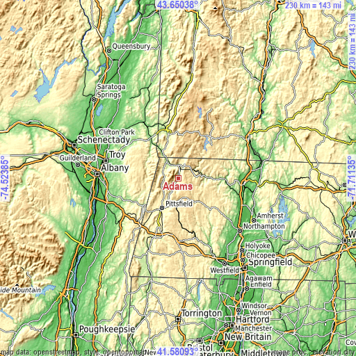 Topographic map of Adams