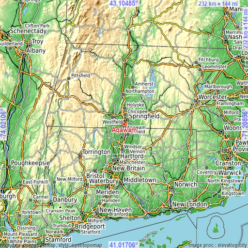 Topographic map of Agawam