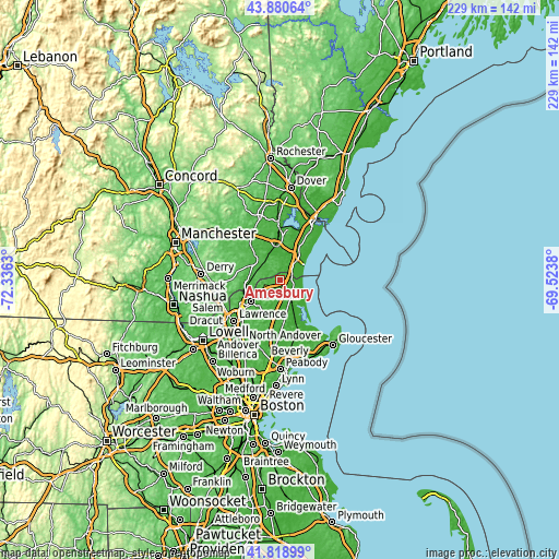 Topographic map of Amesbury