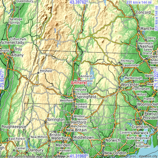 Topographic map of Amherst